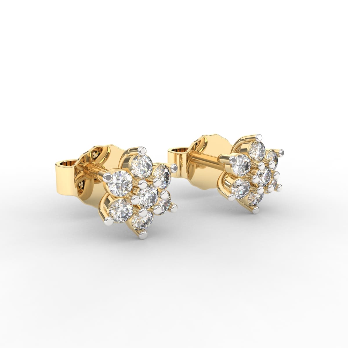 14K Gold Made Radiance Bubble Lab Grown Diamond Stud Earrings (14PCs, Round, DEF, VVS1-VVS2,0.440CTW)