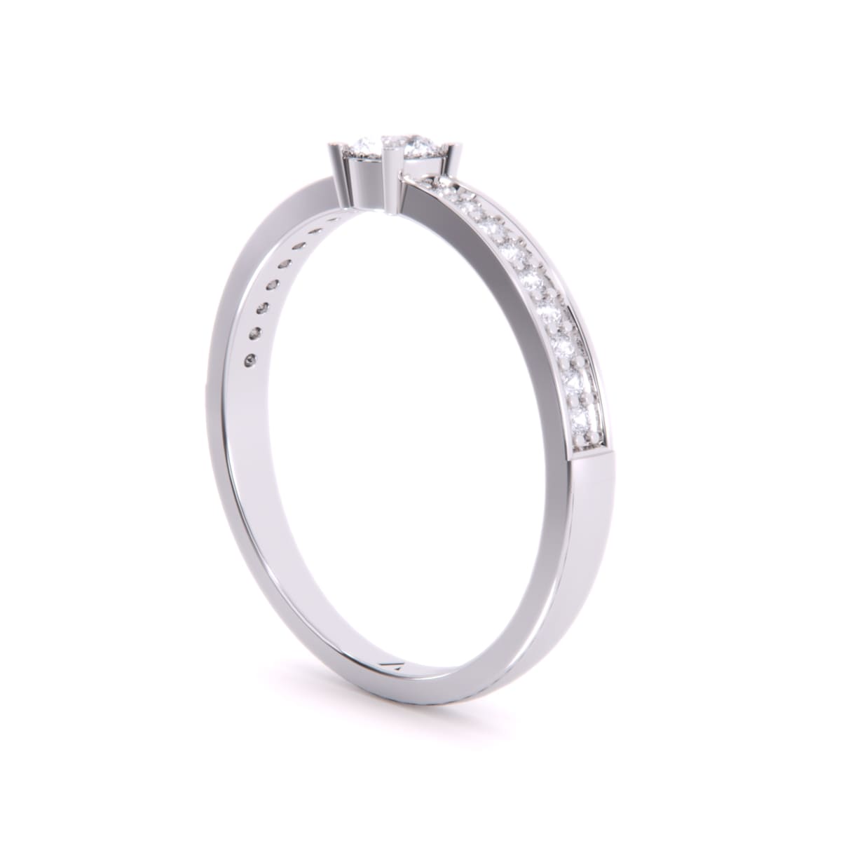 14K Gold with Minimalist Round Diamond Engagement Ring (Round, EF, VVS1-VVS2, 0.293CTW)