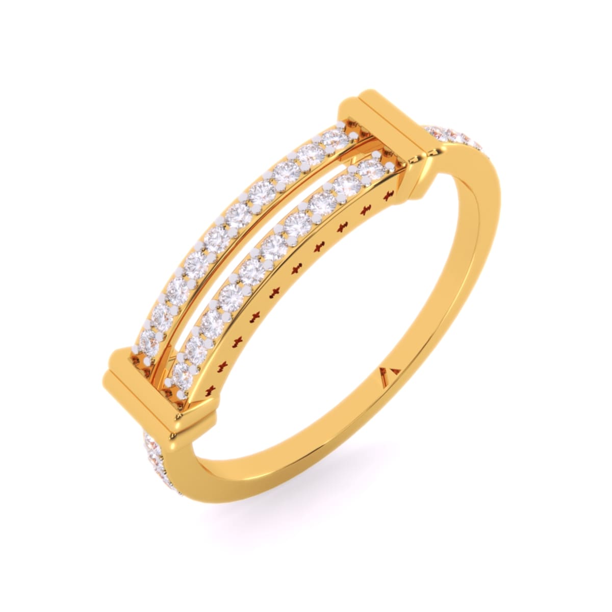 14K Gold with Lab Grown Diamond Double Row Ring (30PCs, Round, EF, VVS1-VVS2, 0.240CTW)