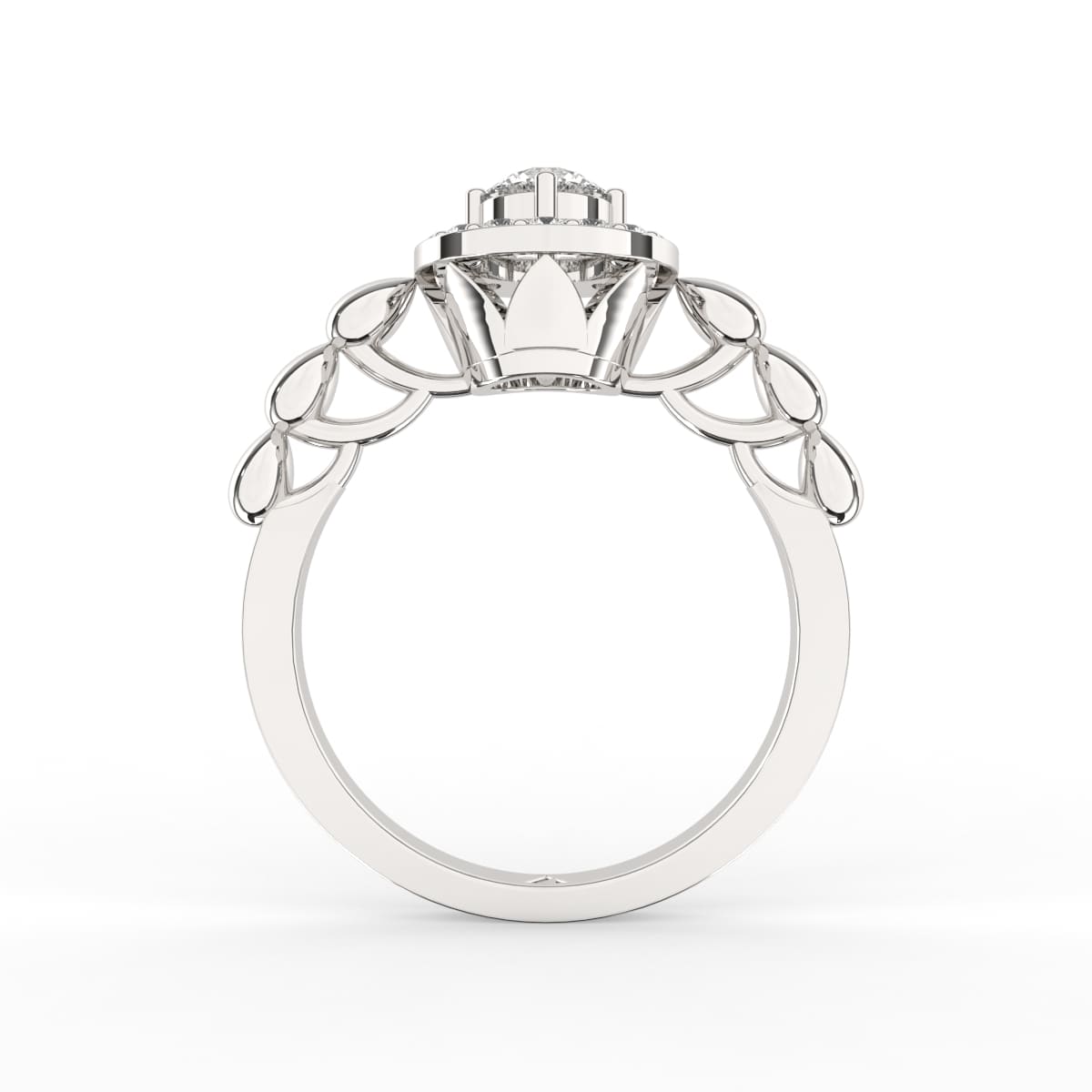 14K Gold Made Solitaire Diamond Halo Classic Ring (Round, DEF, VVS1-VVS2, 16PCs, 0.480CTW)