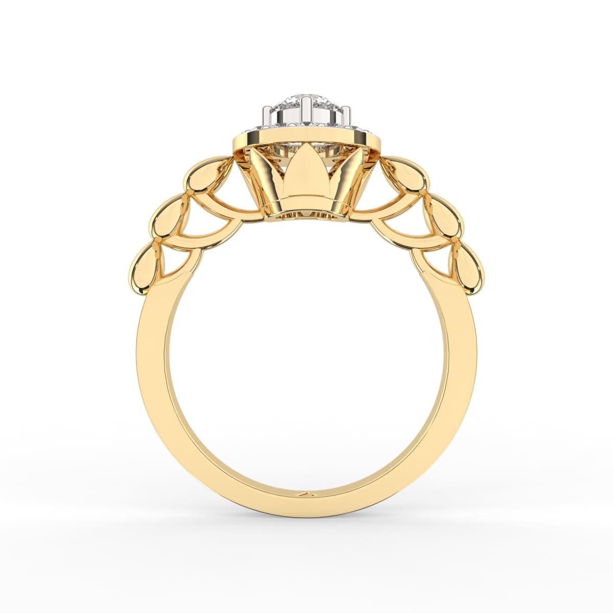 14K Gold Made Solitaire Diamond Halo Classic Ring (Round, DEF, VVS1-VVS2, 16PCs, 0.480CTW)