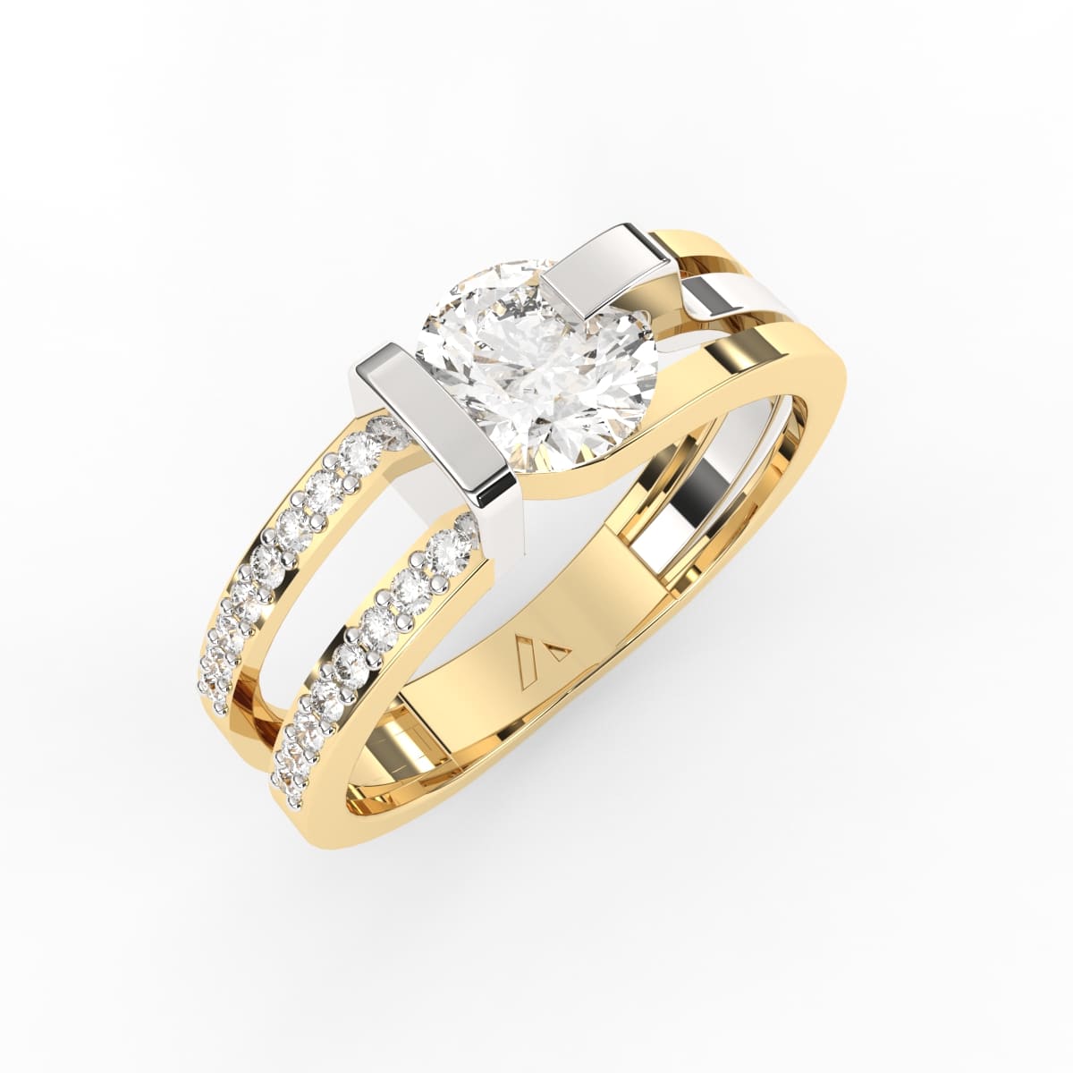 14K Gold Made Solitaire Split Shank Modern Ring (Round, DEF, VVS1-VVS2, 0.670CTW )