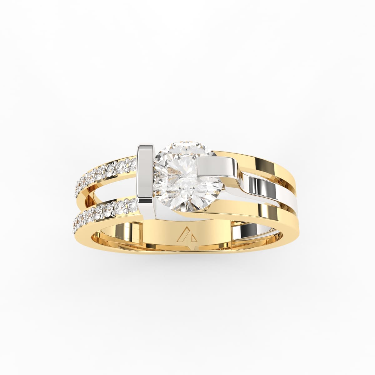 14K Gold Made Solitaire Split Shank Modern Ring (Round, DEF, VVS1-VVS2, 0.670CTW )