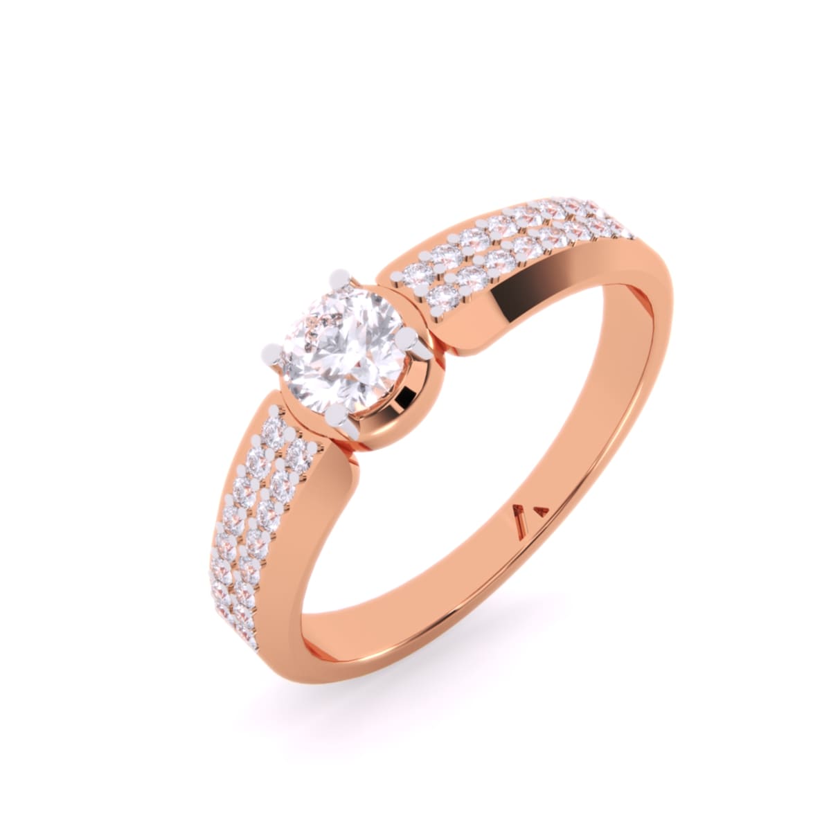 14K Gold with Solitaire With Accent Lab Grown Diamond Ring (Round, 33PCs, VVS1-VVS2, EF, 0.514CTW)