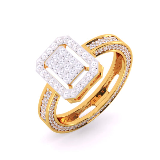 14K Emerald Shape Halo Diamond Fashion Ring (Round, 124 Lab Diamonds, EF, VVS1-VVS2, 0.958CTW)