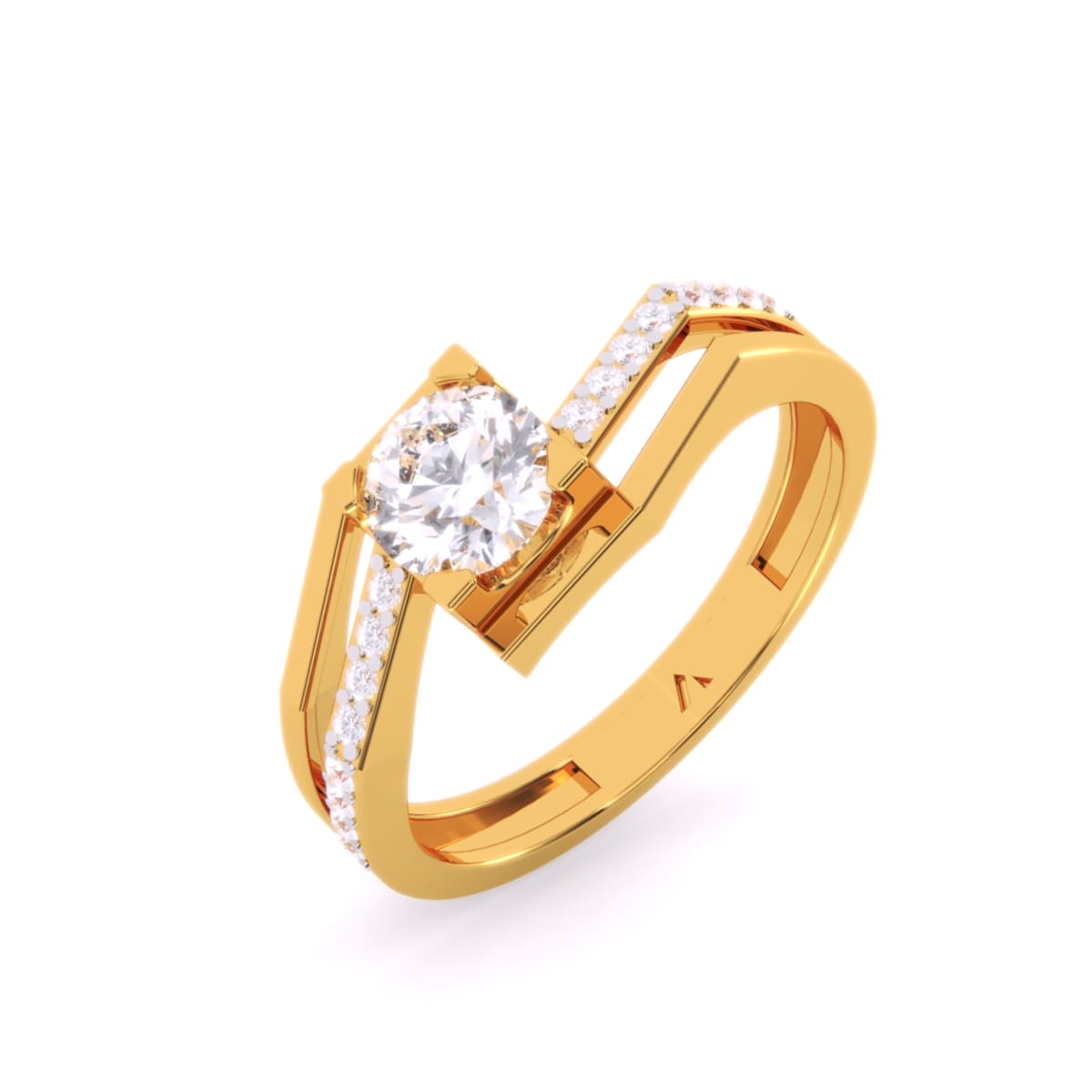 14K Gold with Lab Grown Diamond Double Raw Band Ring (Round, 9 Pcs, EF, VVS1-VVS2, 0.702CTW)