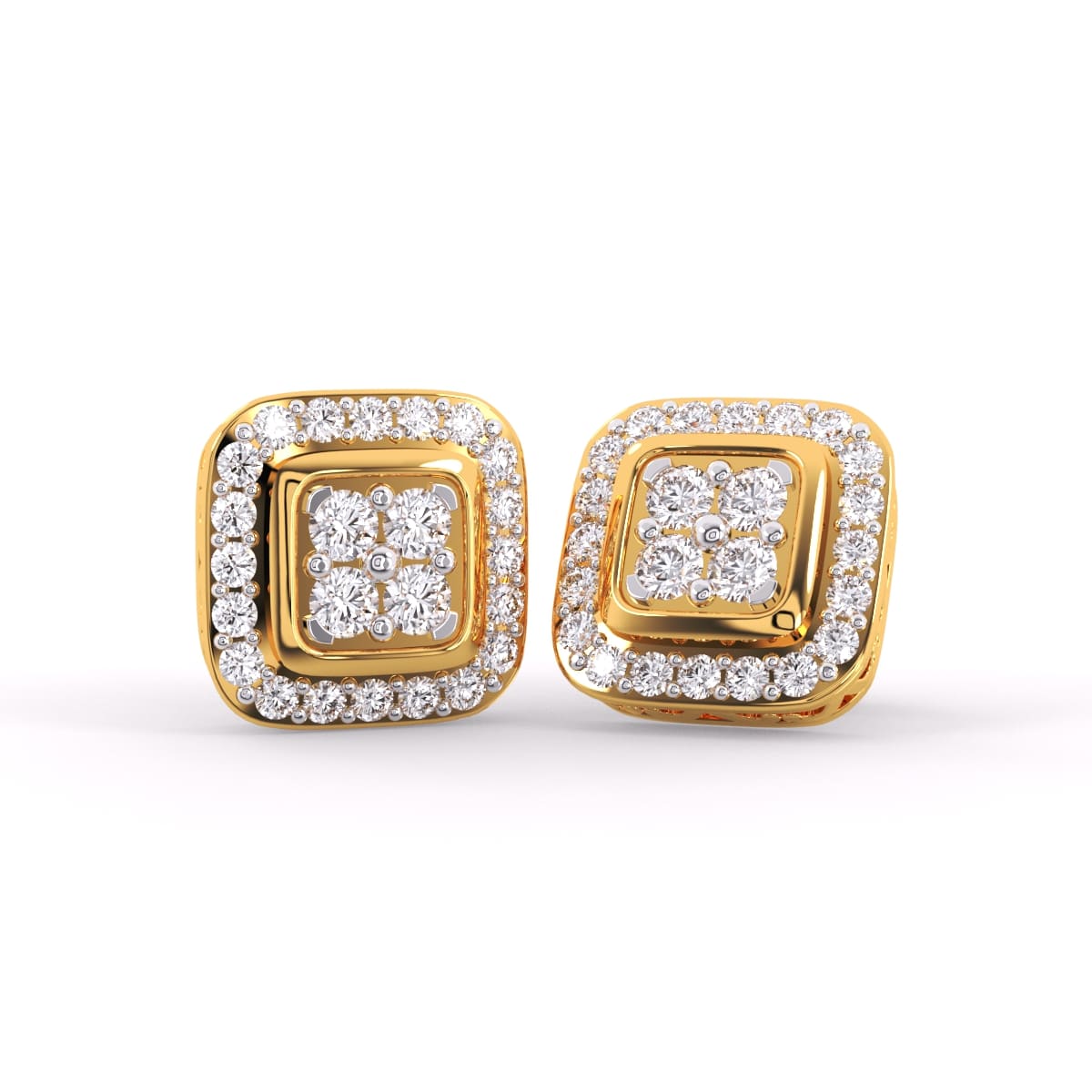 14K Gold Made Cushion Shaped Round Diamond Women’s Studs