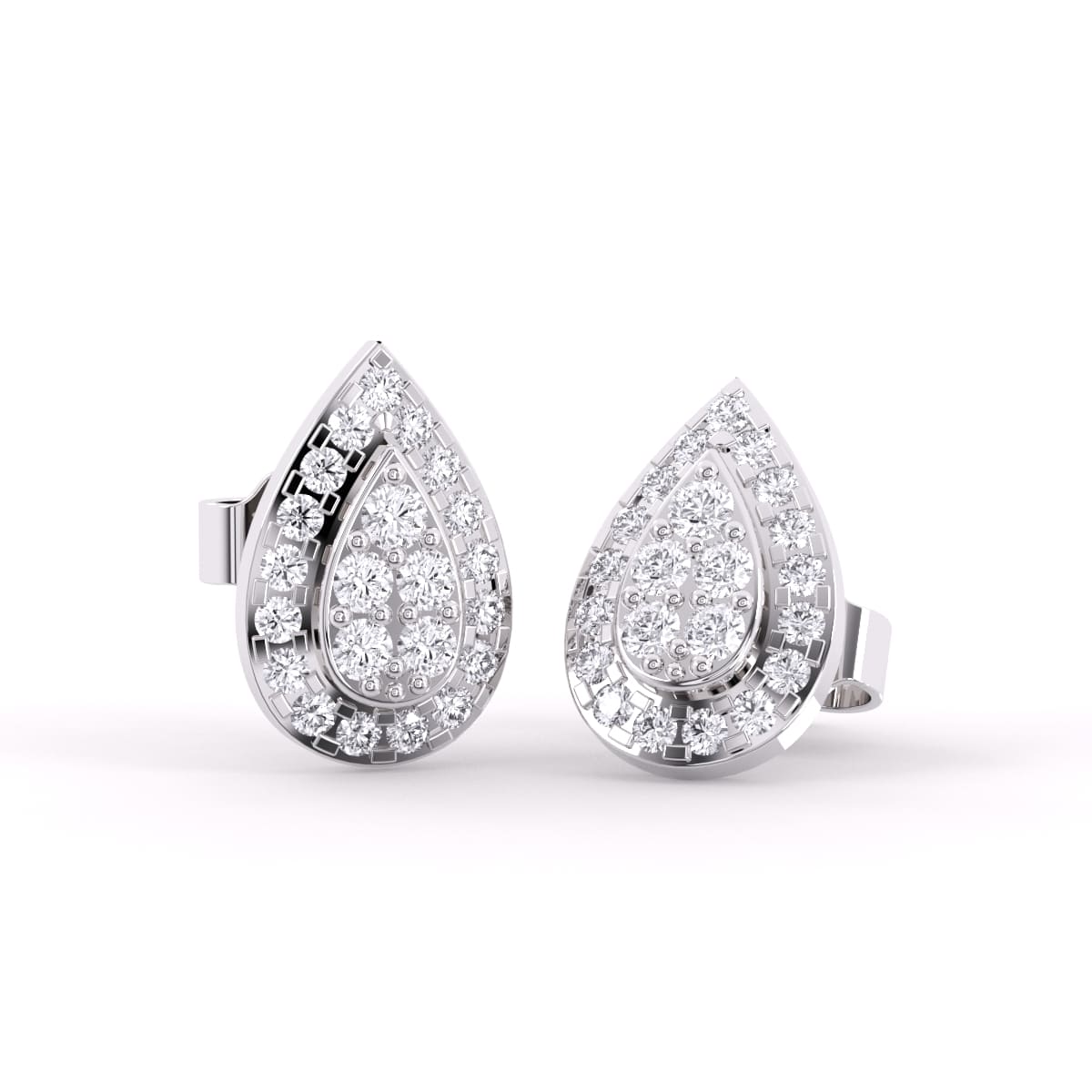 14K Gold Made Classic Pear Shaped Halo Earrings