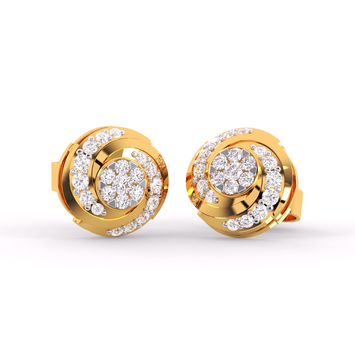 14K Gold Made Classic Lab Grown Diamond Spiral Earrings